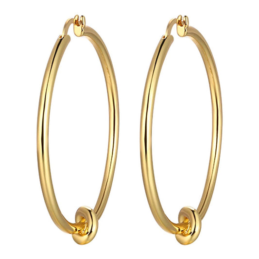 KNOTTY | 18K Gold Stainless Steel 5MM Thick Twist Knot Hoop 50MM Earrings