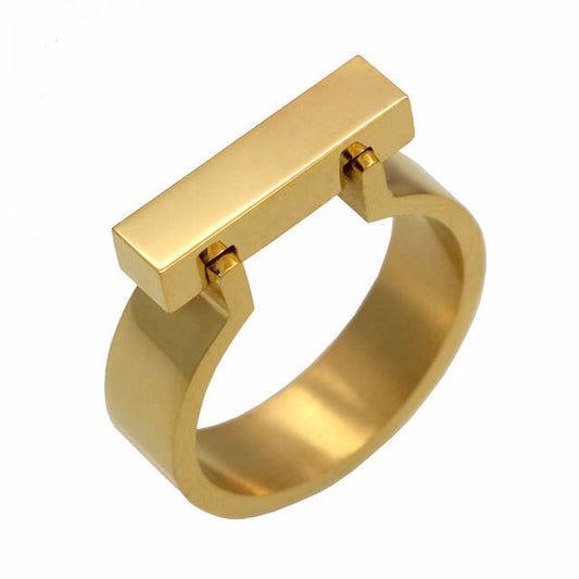 SLAB | 18K Gold Stainless Steel 6MM Interlock 3D Architecture Stackable BAR Ring