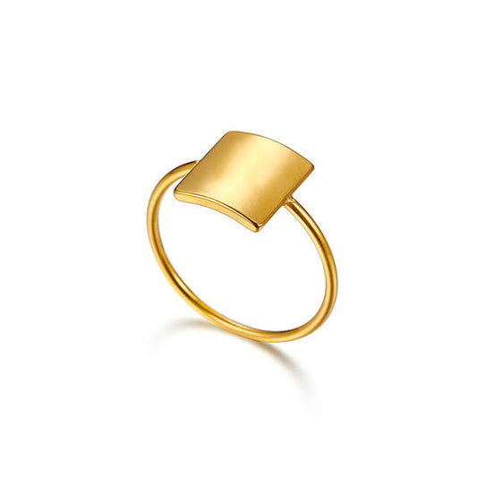 SHIELDED  | 14K Gold Stainless Steel Semi-Matte Dainty Square Ring