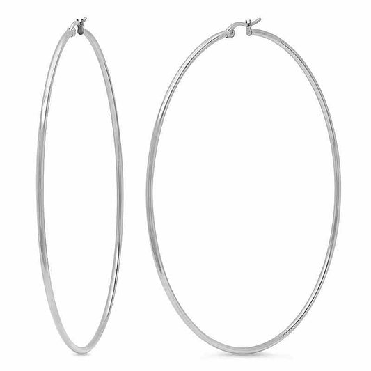 UPTOWN | Silver Stainless Steel Essential 1MM Slim Stainless Steel Hoop Earrings