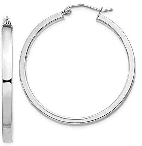BALI | Silver Stainless Steel Squared Tube Round Hoop Earrings