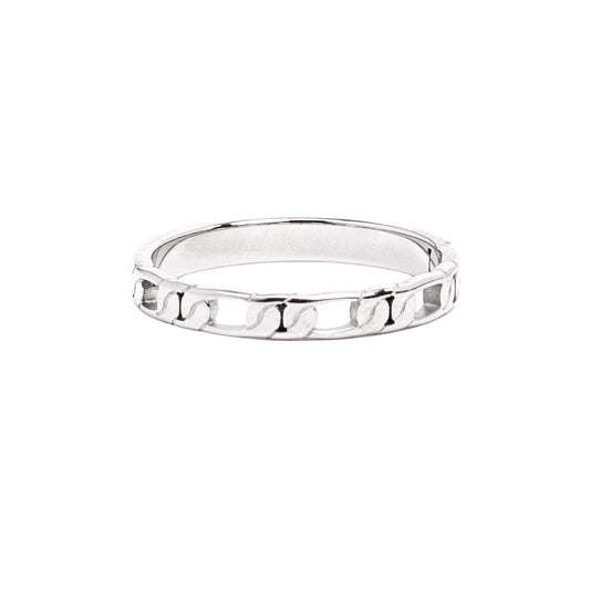 FIJI | Silver Stainless Steel 3MM Skinny Figaro Chain Link Ring