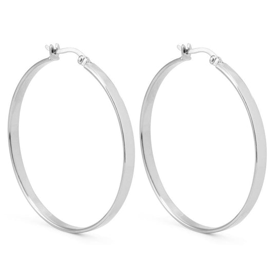 FINESSE | Silver Stainless Steel Smooth Slim 4MM Wide Hoop Earrings
