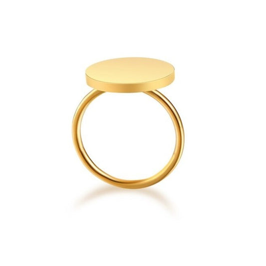 HOMME | 18K Gold Stainless Steel 16MM Round Coin Medallion Sleek Cocktail Ring