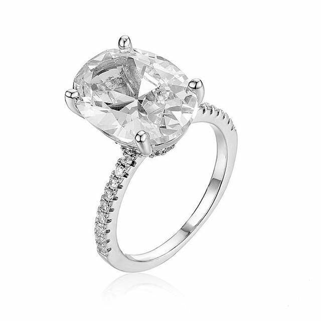 HONEYMOON | Sterling Silver Glass Crystal Raised Oval Diamond Love Ring
