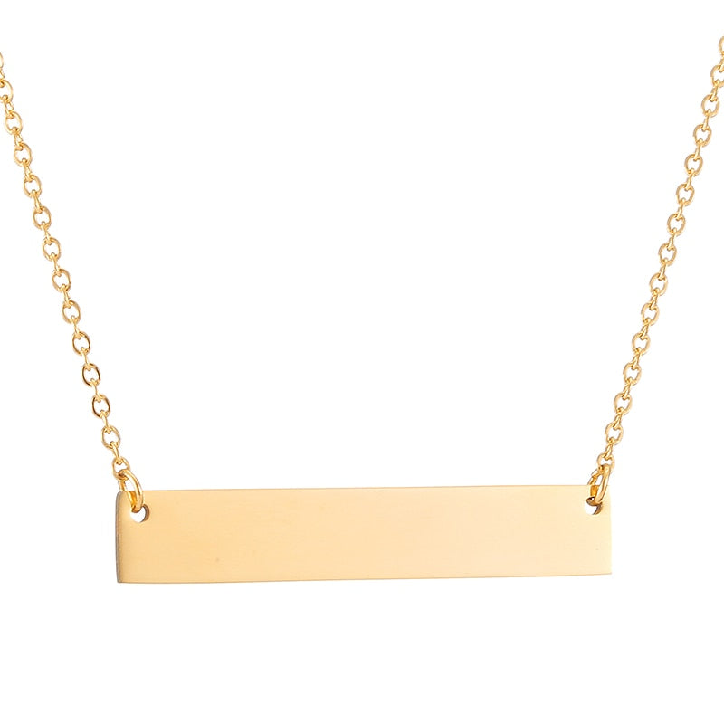 LABELED | 14K Gold 30MM Horizontal Blank ID BAR Necklace