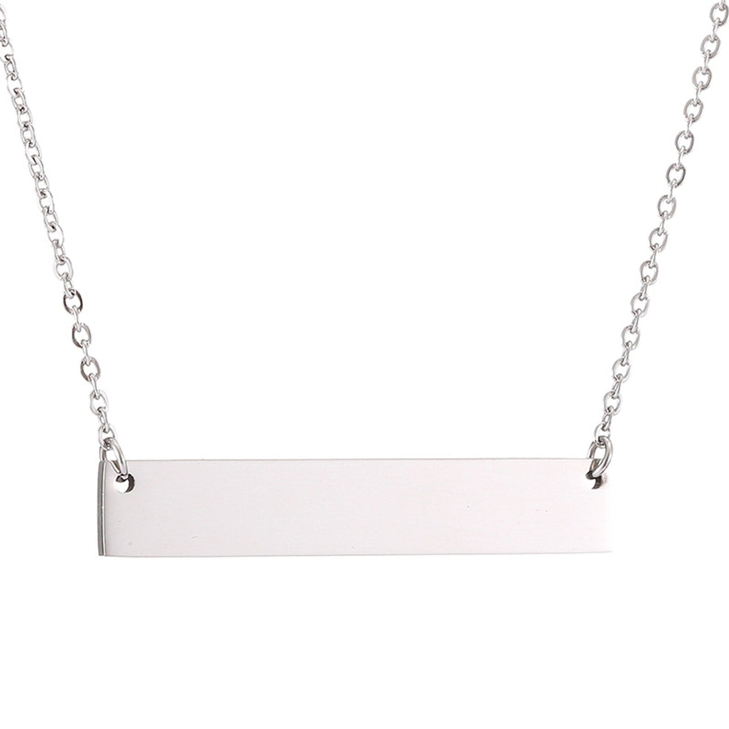LABELED | Silver 30MM Horizontal Blank ID BAR Necklace