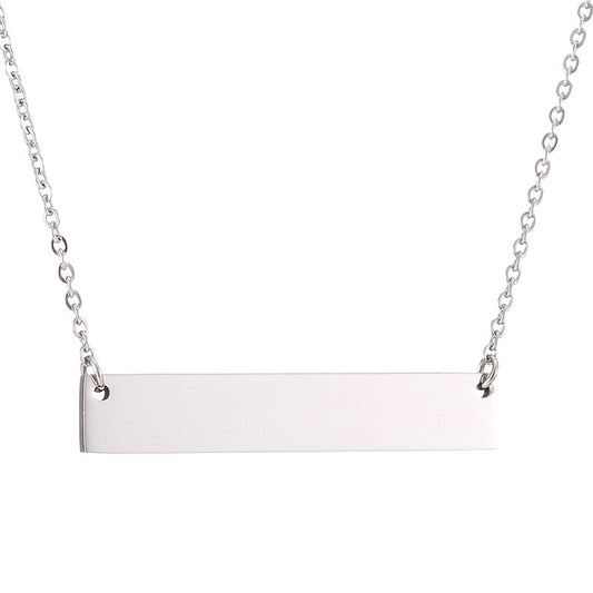 LABELED | Silver 30MM Horizontal Blank ID BAR Necklace
