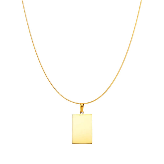 MADAME la PEARLA | 18K Gold Lined Mother of Pearl Shell Reversible Polished Gold Rectangle Medallion Pendant Necklace