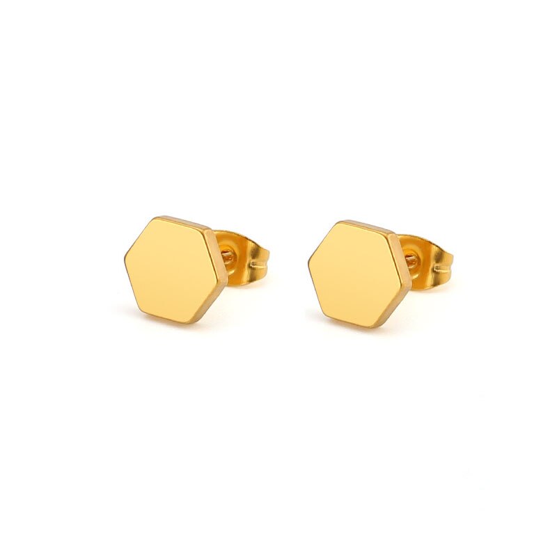 MONET SMOOTH | 18K Gold Stainless Steel 6MM Hexagon Stud Earrings