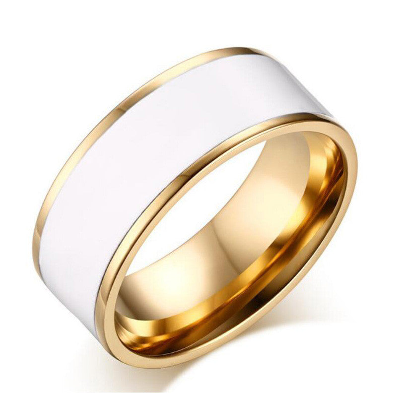 PORCELAIN BLANC 8MM | 18K Gold  Stainless Steel Lined Snow White Lacquer Wide Ring