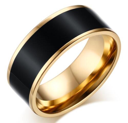 PORCELAIN NOIRE 8MM | 18K Gold Stainless Steel Lined Shiny Black Lacquer Wide Ring