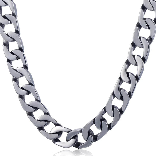 SAINT | Silver Stainless Steel 13MM Chunky Curb Cuban Link Chain Necklace