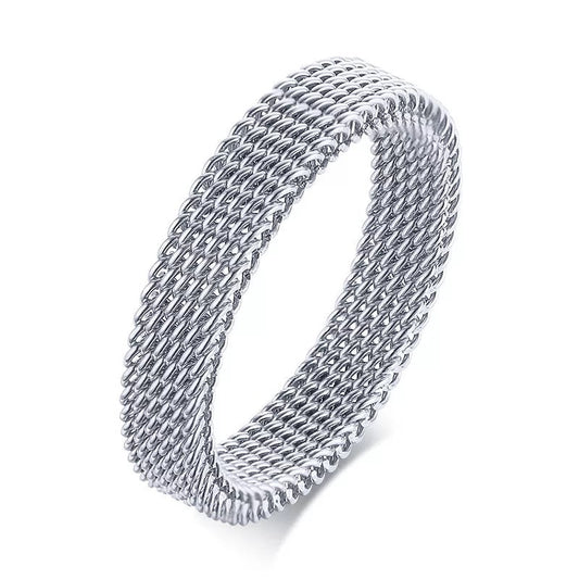 SALE: MESH | Coastal Collection Silver Stainless Steel Stainless Steel 4MM Flexible Mesh Ring