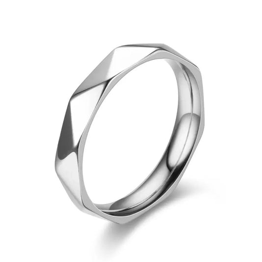 PRISM | Silver Stainless Steel Hammered Facet Ring