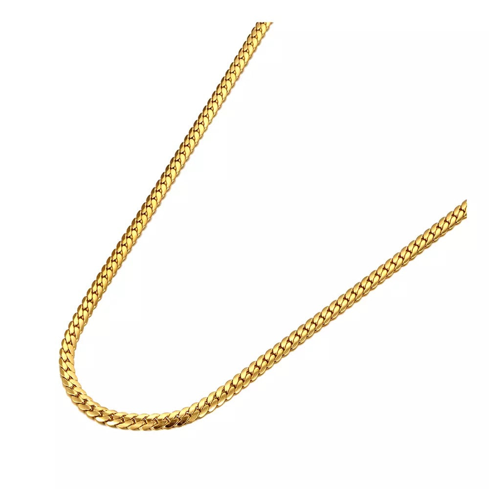 GIRLFRIEND | 18K Gold Flat Tight 3MM Curb Link Necklace