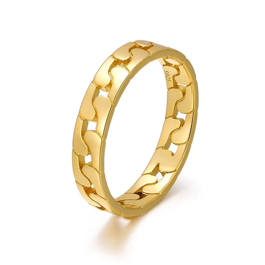 FAME | 18K Gold Stainless Steel 4MM Curb Chain Link Ring