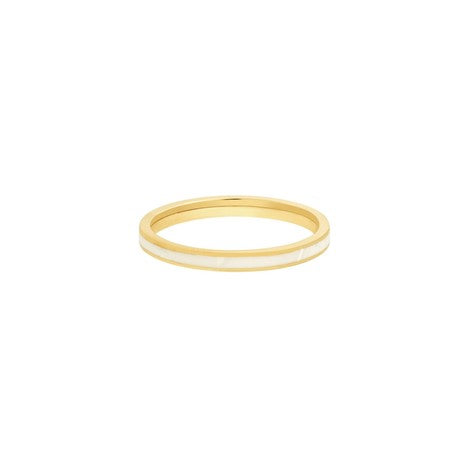 GLAZED SNOW MINI | 18K Gold Stainless Steel 2MM Thin Inlaid White Lacquer Enamel Stacker Ring