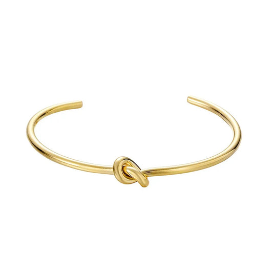 KNOTTY THIN | 18K Gold Stainless Steel 4MM Skinny Knot Cuff Bracelet