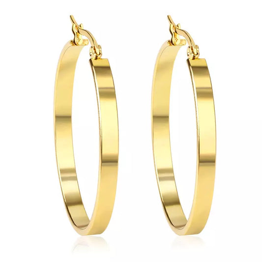 FINESSE | 18K Gold Stainless Steel Slim 4 MM Wide Hoop Earrings