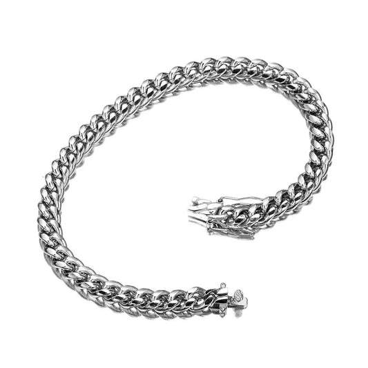 POWER | Silver Stainless Steel 6MM Curb Chain Link Bracelet