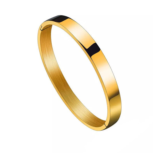 SATIN MAXI | PLUS+ Size 18K Gold Stainless Steel Sleek Essential Oval Stacker Bangle Bracelet