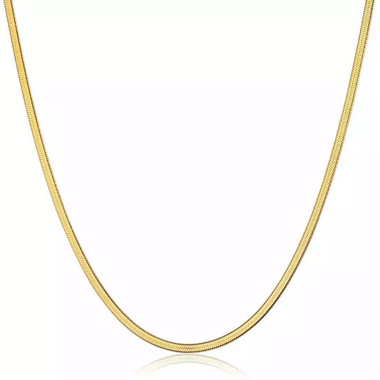 BARE MINI | 18K Gold Slim 2MM Flat Herringbone Necklace