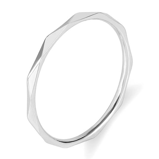 PRISM MINI | Silver Stainless Steel Micro Hammered Ring