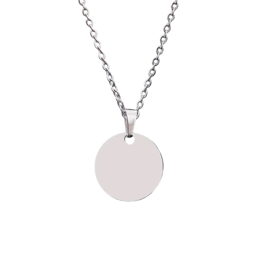 HOMME MICRO | Silver 15MM Round Coin Medallion Pendant Necklace