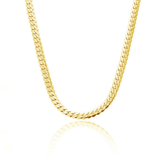 BOYFRIEND | 18K Gold 7MM Flat Tight Cuban Curb Link Necklace