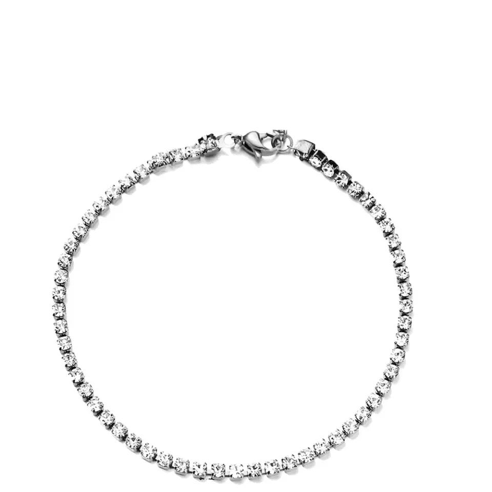 CHERISH MICRO | Silver Stainless Steel 2MM Micro Thin Tennis Anklet