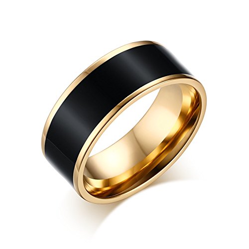 PORCELAIN NOIRE 8MM | 18K Gold Stainless Steel Lined Shiny Black Lacquer Wide Ring