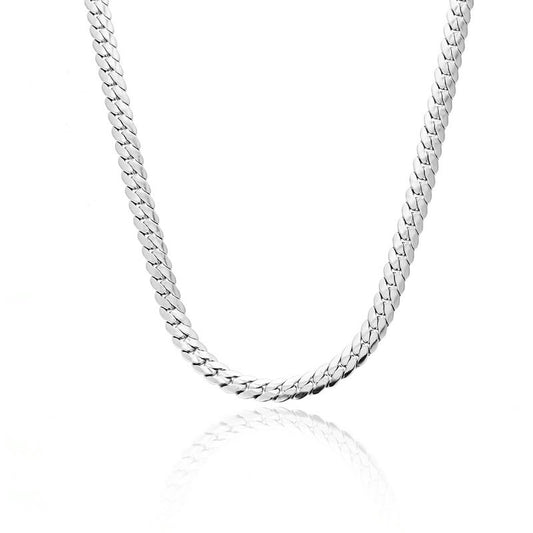 BOYFRIEND | Silver Stainless Steel 7MM Flat Tight Cuban Curb Link Necklace