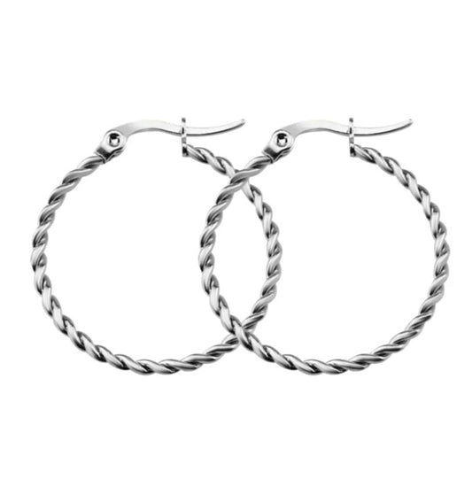 CASTAWAY MIDI | Silver Stainless Steel 2MM Skinny Light-Weight 50MM Hoop Earrings