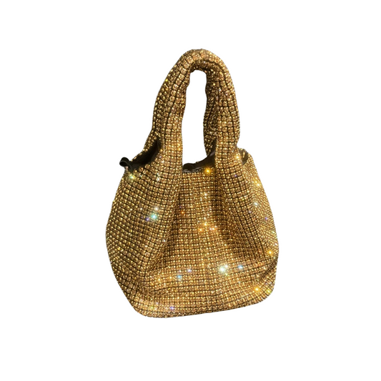 CHERISH CITRINE | 14K Gold Rhinestone 6MM Yellow Diamond Mini Bucket Clutch Handbag