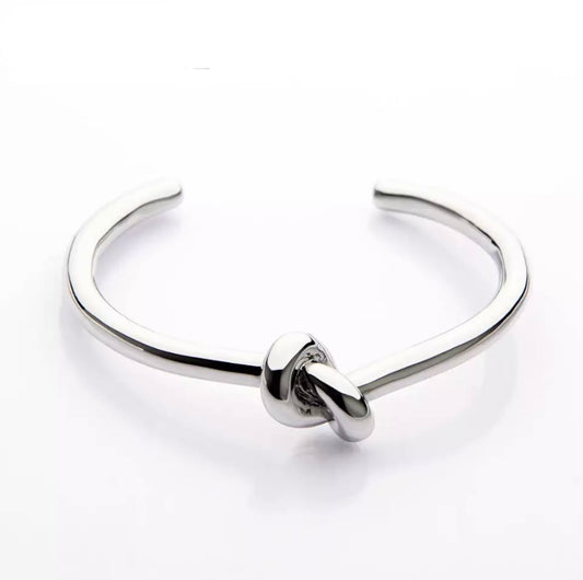 KNOTTY | Silver Stainless Steel 8MM Thick Oversized Knot Cuff Bracelet