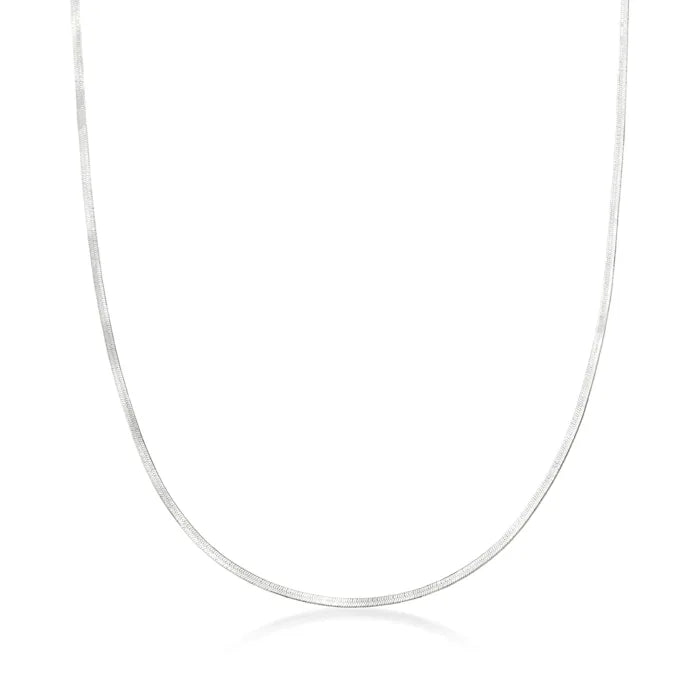 BARE MINI | Silver Slim 2MM Flat Herringbone Necklace