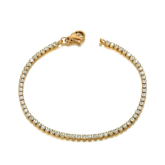 CHERISH MICRO | 18K Gold Stainless Steel 2MM Micro Round Thin Tennis Bracelet