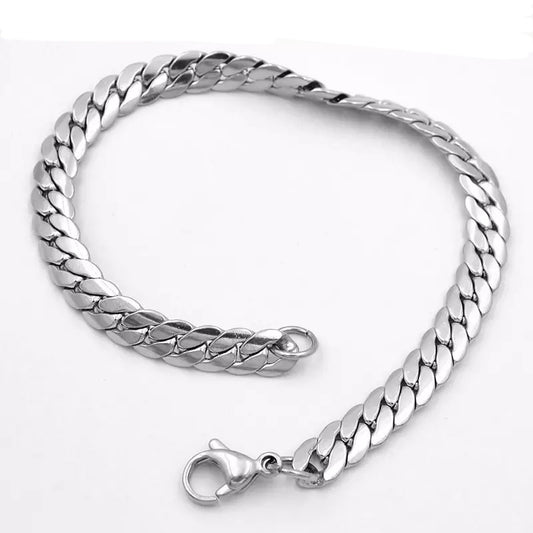 BOYFRIEND | Silver Stainless Steel 7MM Wide Cuban Link Anklet