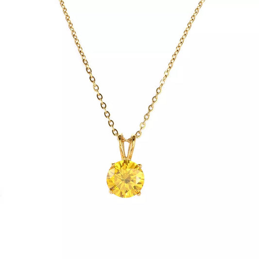 MAJESTIC | 14K Gold 12MM Round Cubic Zirconia Diamond Pendant Necklace