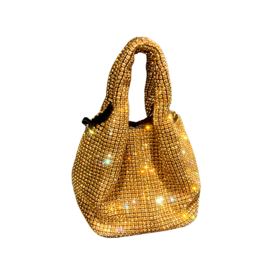 CHERISH CITRINE | 14K Gold Rhinestone 6MM Yellow Diamond Mini Bucket Clutch Handbag