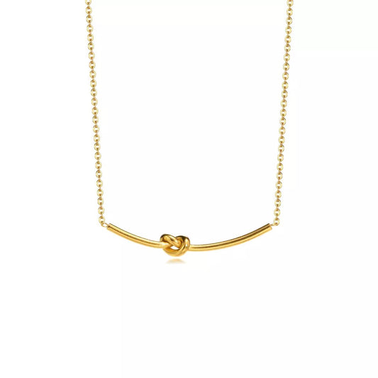 KNOTTY BAR | 18K Gold Knot Tie 60MM Bar Twist Necklace