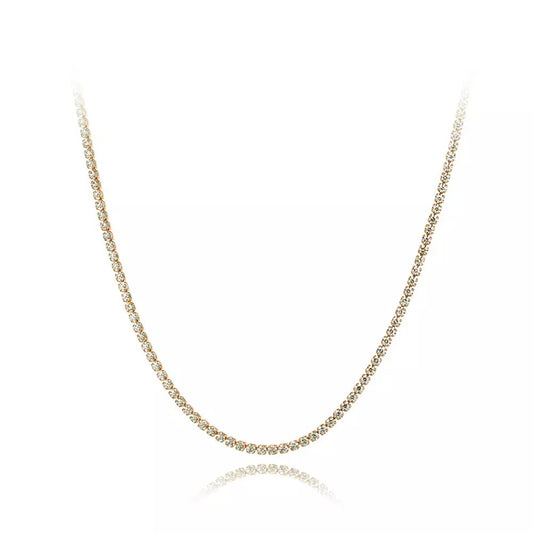 CHERISH MICRO | 18K Gold Thin 2MM Crystal Tennis Necklace