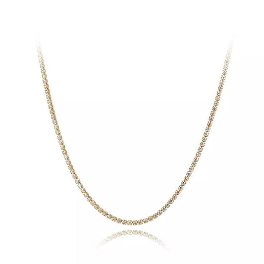CHERISH MICRO | 18K Gold Thin 2MM Crystal Tennis Necklace